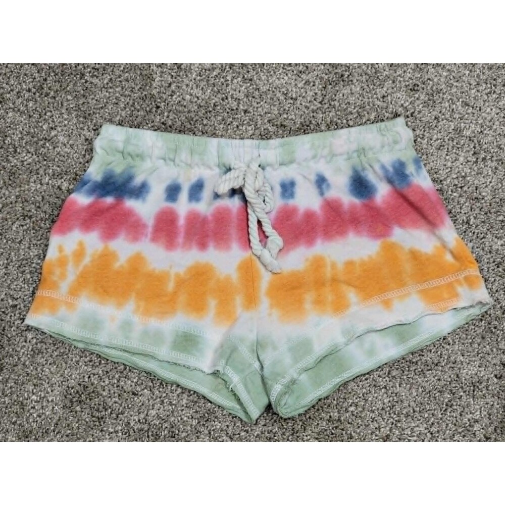 Women's Small Tye Dye LEGACI Shorts Drawstring Preppy Style 2 inch inseam
